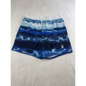 Spyder Mens 9" Stretch Striped Print Swim Board Shorts Trunk XXL Blue
